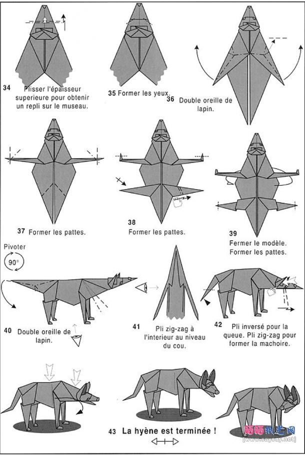 Wolf origamiorigami wolfwolf origami instructionsorigami origami wolf animales de origami origami arte del origami