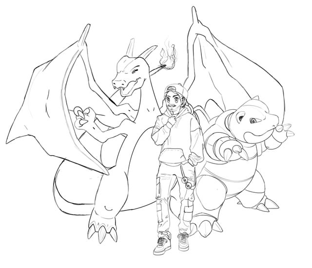 Drawing my friends as pokãmon trainers these are my sketches so far r pokemon