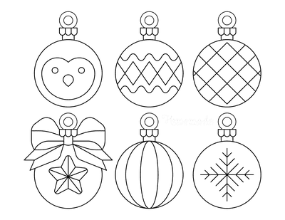 Printable christmas ornaments coloring pages blank templates