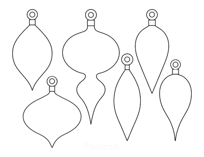 Printable christmas ornaments coloring pages blank templates