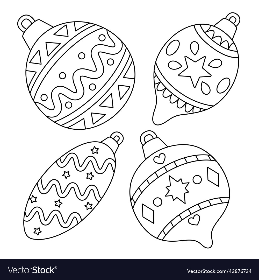 Christmas ornament coloring page for kids vector image