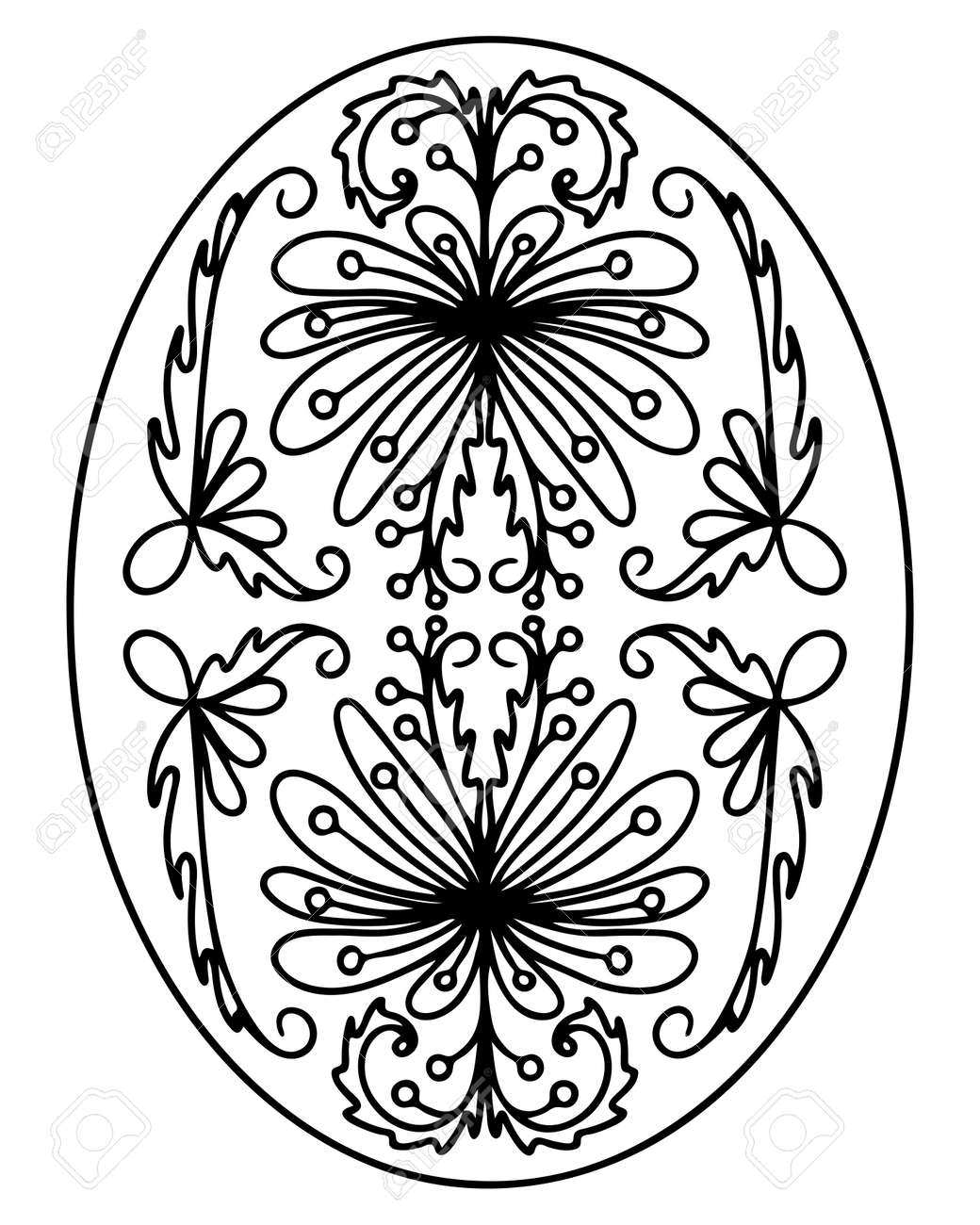 Easter egg coloring page isolated on white background ornate easter egg for print or design royalty free svg cliparts vectors and stock illustration image