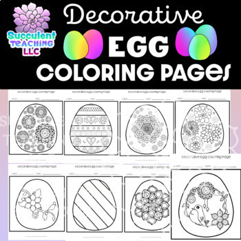 Decorative egg coloring pages easter egg by succulent teaching llc