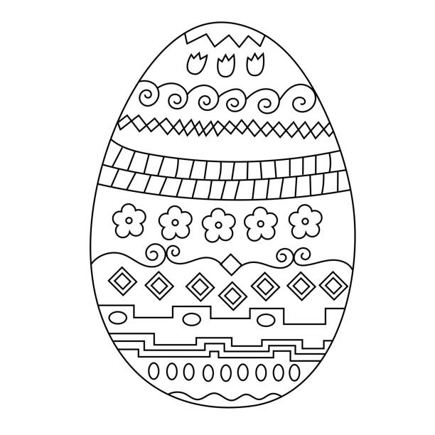Easter egg hand drawn decorative element in vector for coloring book easter egg doodle easter themes coloring page for children and adult stock illustration
