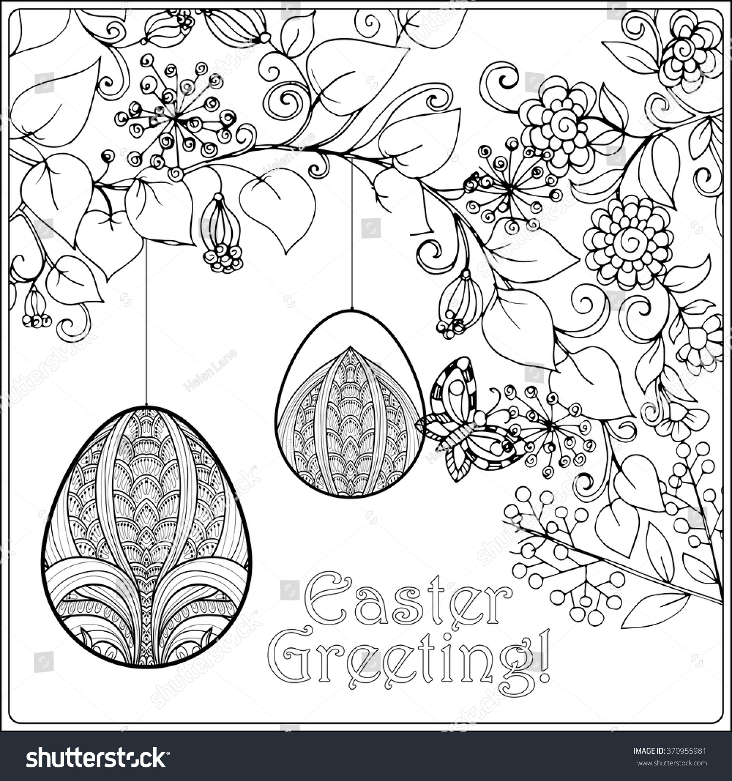 Decorative vintage flowers easter eggs coloring stock vector royalty free