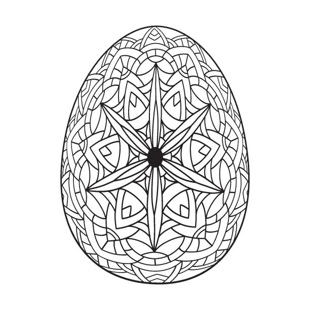 Black and white decorative easter egg stock illustrations royalty