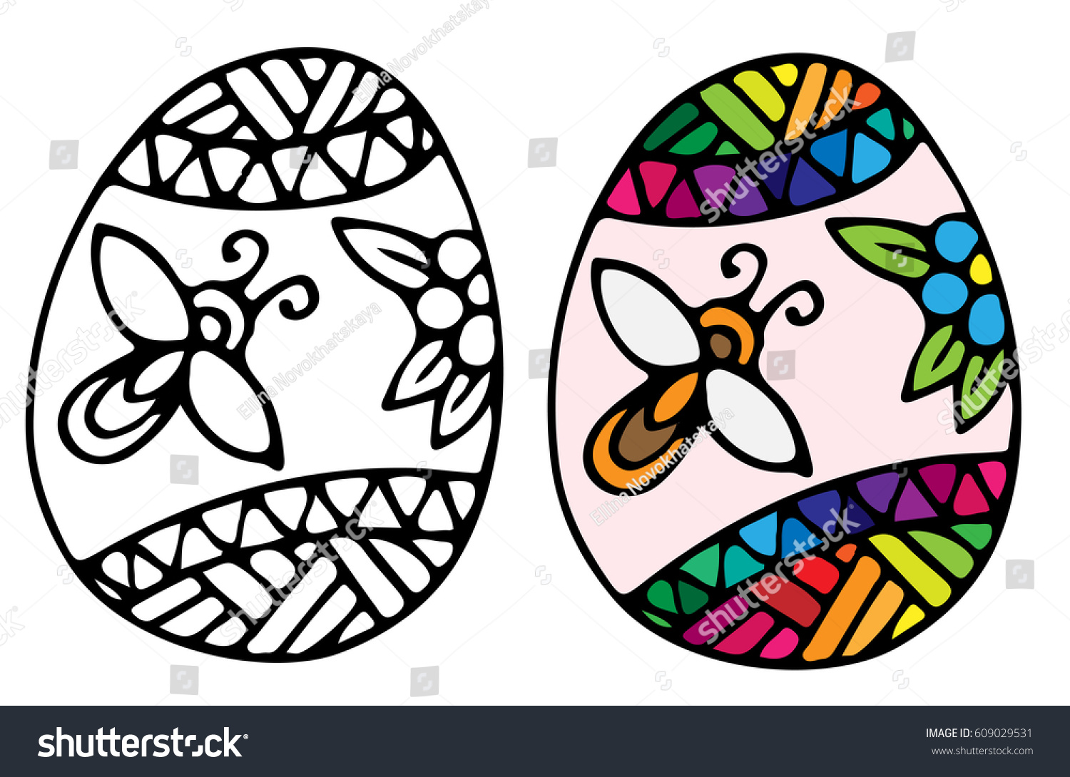 Easter egg bee flower ornate pattern stock vector royalty free