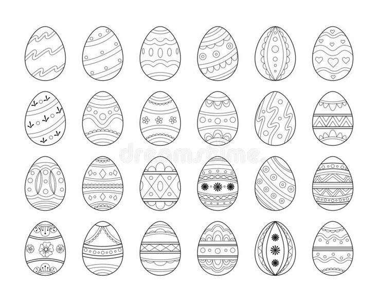 Black line easter egg set decorative ornate eggs collection stock vector
