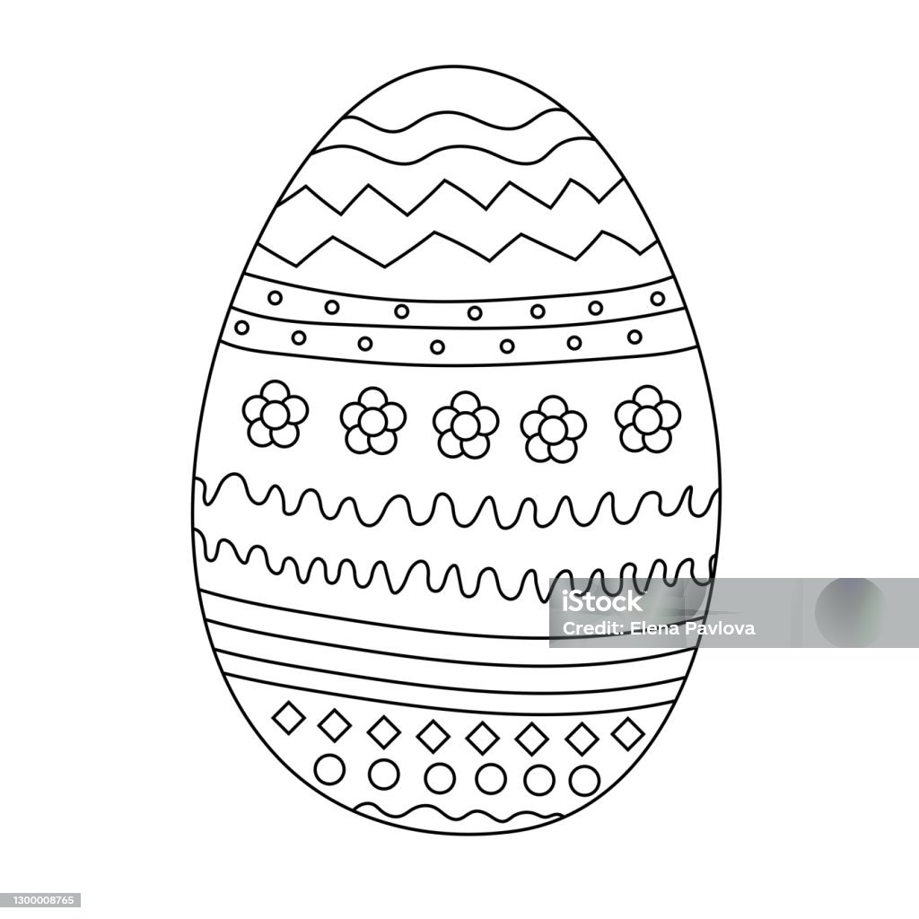Easter egg doodle easter egg hand drawn decorative element in vector for coloring book easter themes coloring page for children and adult black and white stock illustration