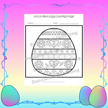 Decorative egg coloring pages easter egg by succulent teaching llc
