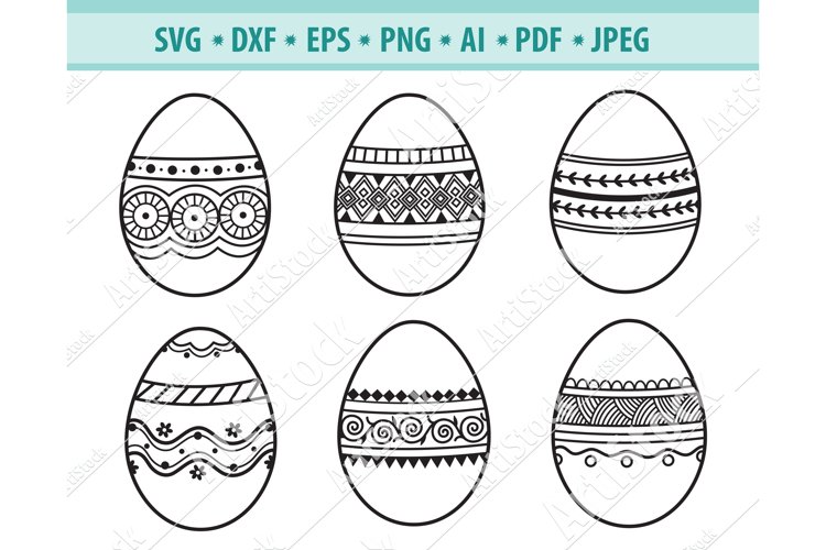 Easter eggs svg easter svg file ornate eggs png eps dxf