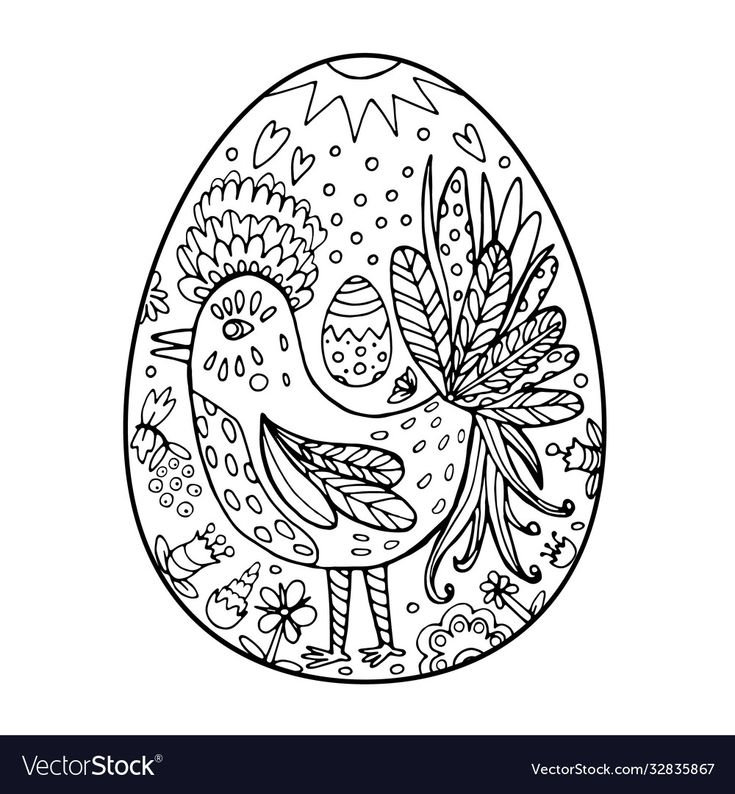 Easter ornate hen in egg shape vector image on vectorstock in egg shape vector design how to draw hands