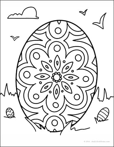 Free decorative easter egg coloring page for kids and adults
