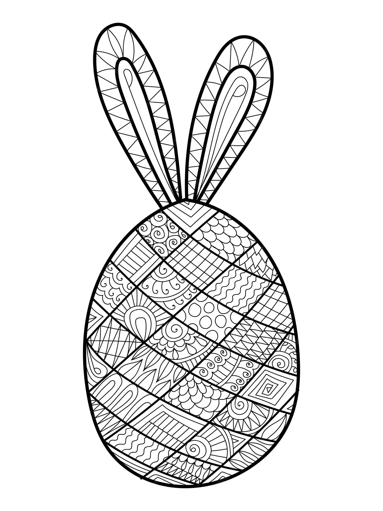 Premium vector decorative easter egg coloring page with henna style