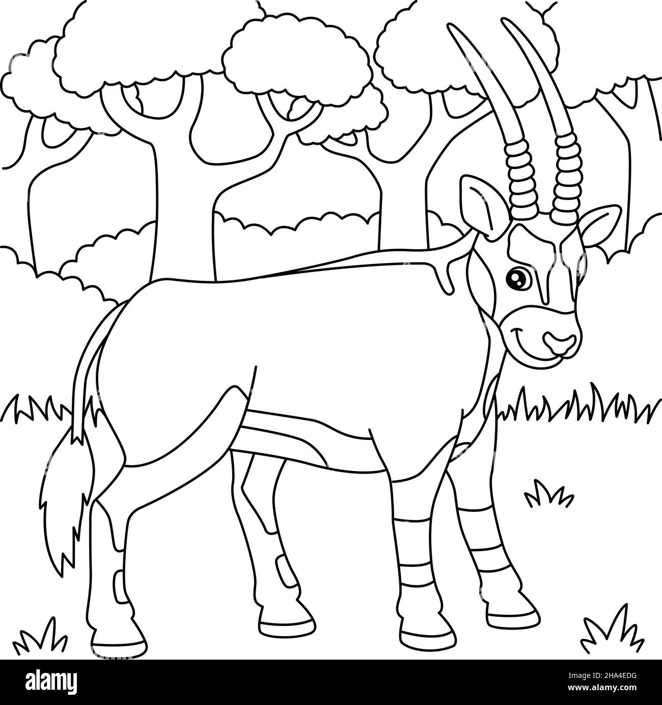 Oryx coloring page for kids stock vector image art