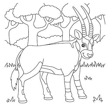 Premium vector oryx coloring page for kids