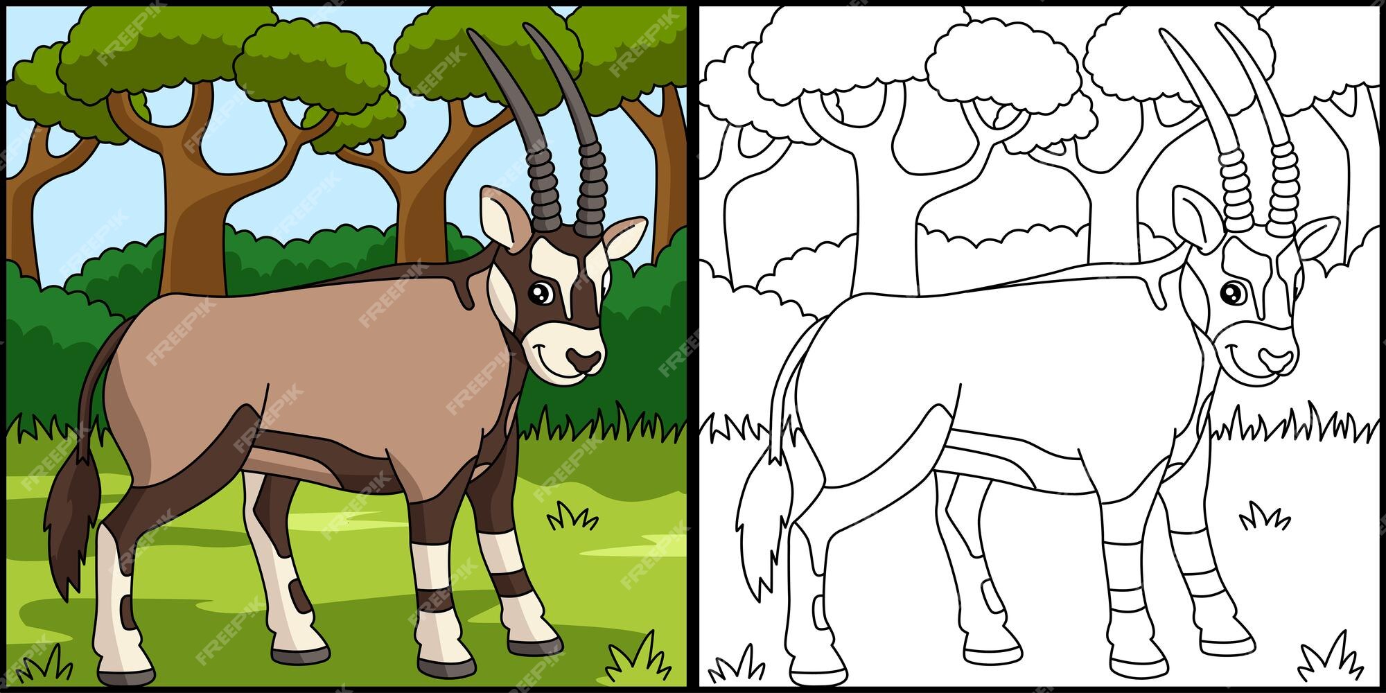 Premium vector oryx coloring page vector illustration