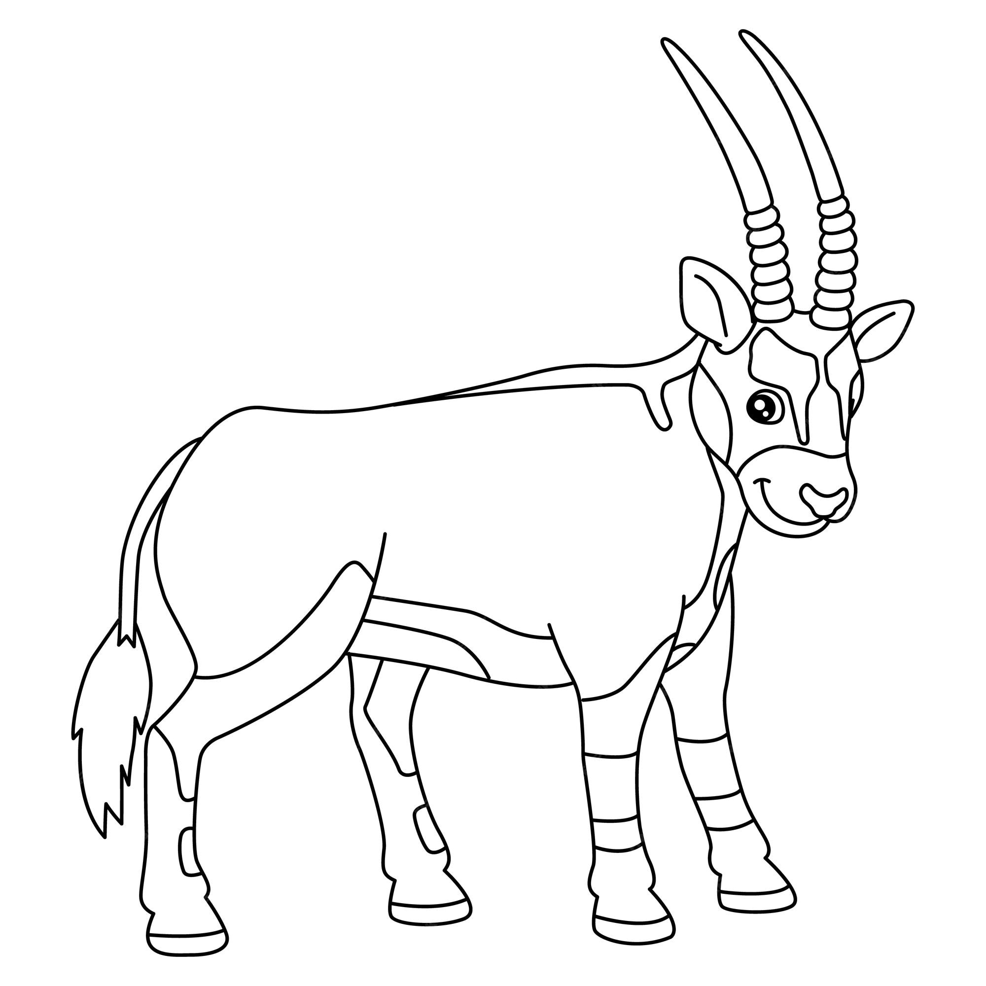 Premium vector oryx coloring page isolated for kids