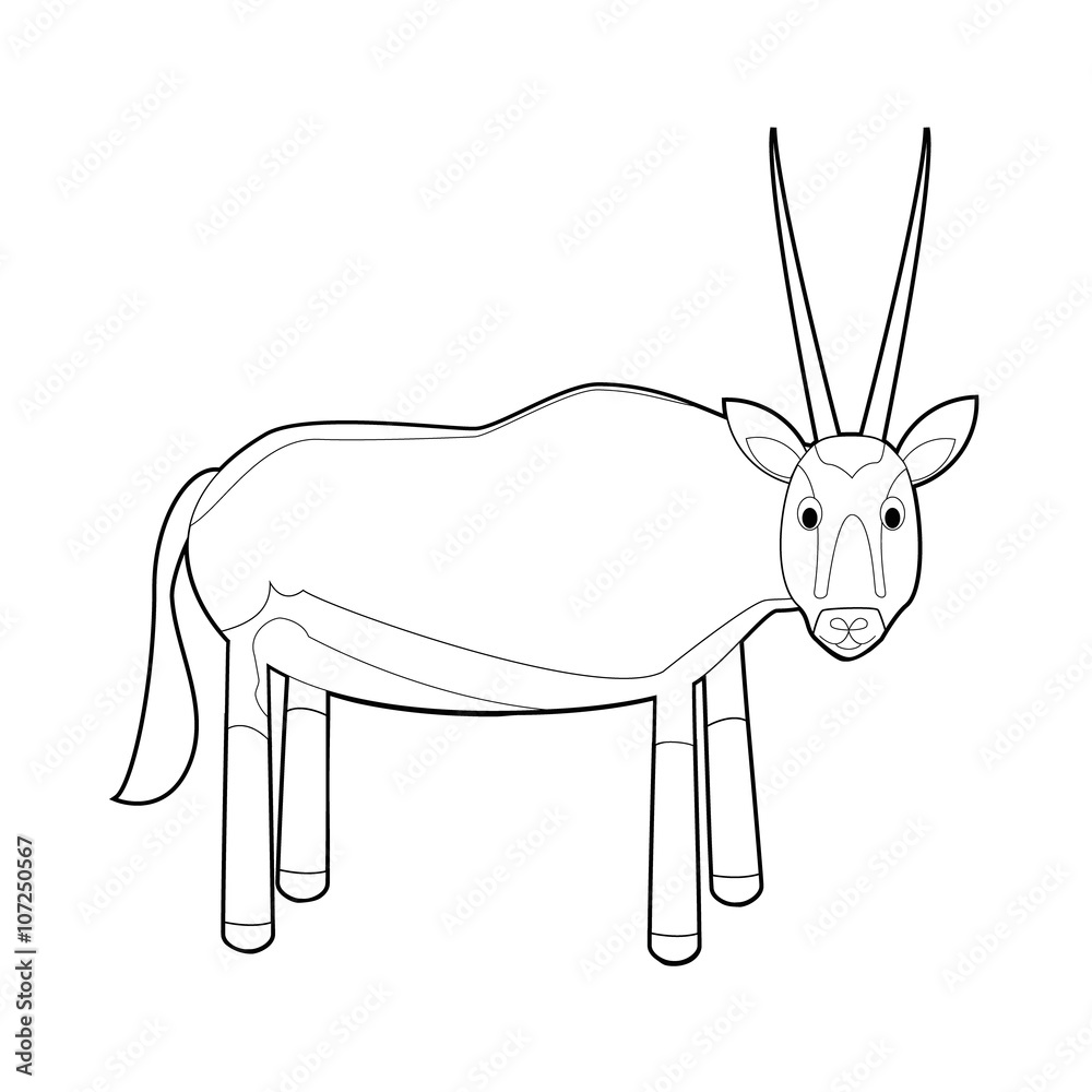 Easy coloring animals for kids oryx gazelle vector