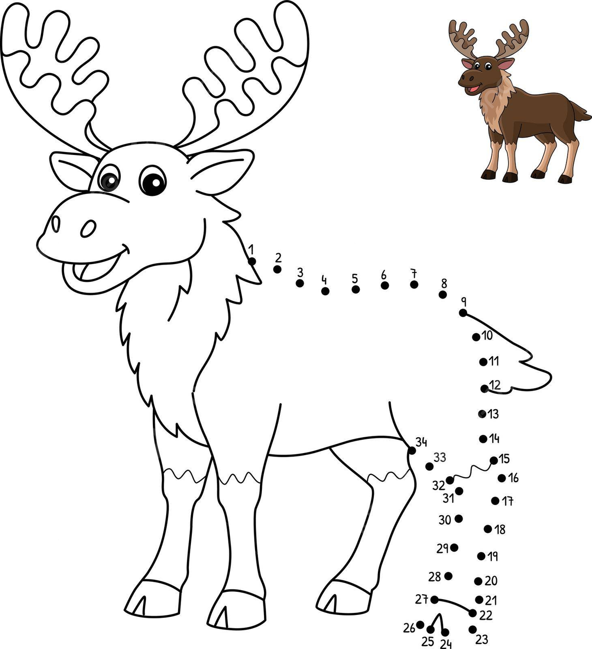 Moose animal coloring page with isolated dottodot design vector wilderness mammal coloring book png and vector with transparent background for free download