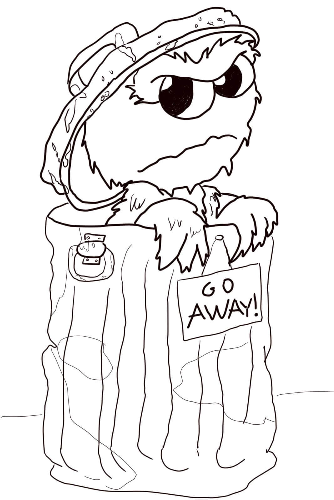 Grumpy oscar the grouch coloring page