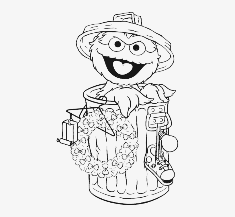 Christmas oscar the grouch coloring page