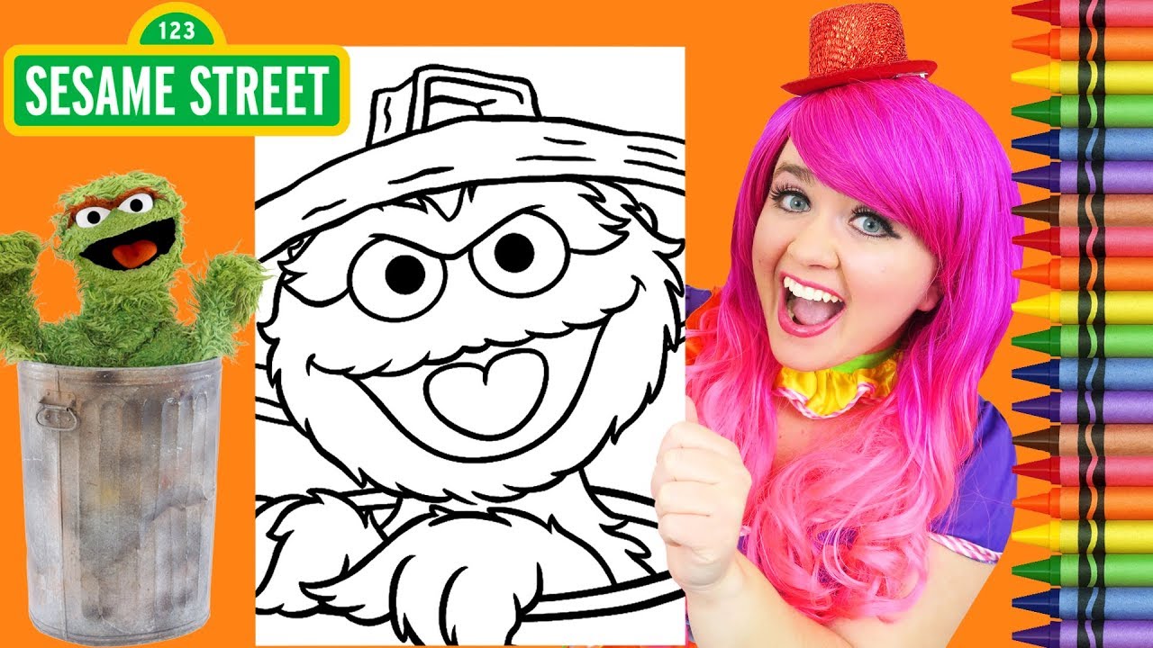 Coloring oscar the grouch sesame street coloring page crayola crayons kimmi the clown