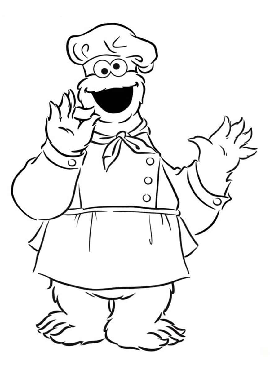 Chef cookie monster coloring page