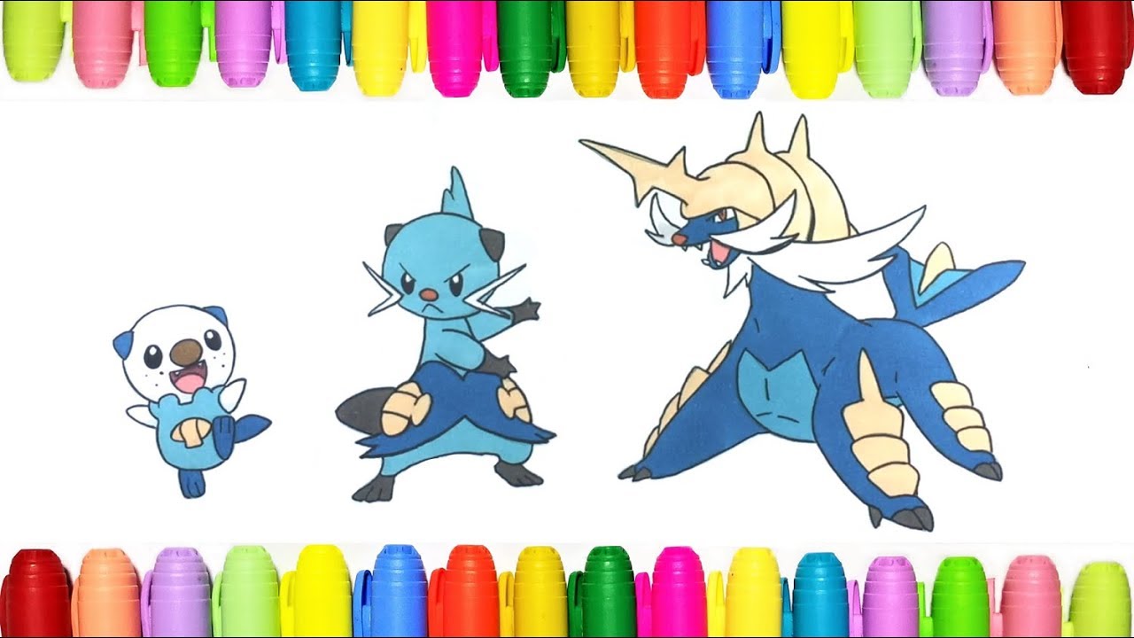 Pokemon coloring oshawott dewott and samurott