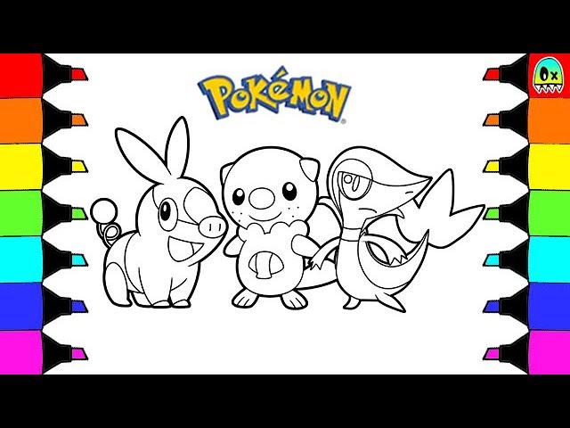 Coloring pages pokeon unova starter tepig oshawott snivy colouring book fun