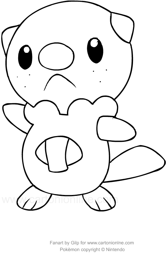 Drawing oshawott of the pokemon coloring page