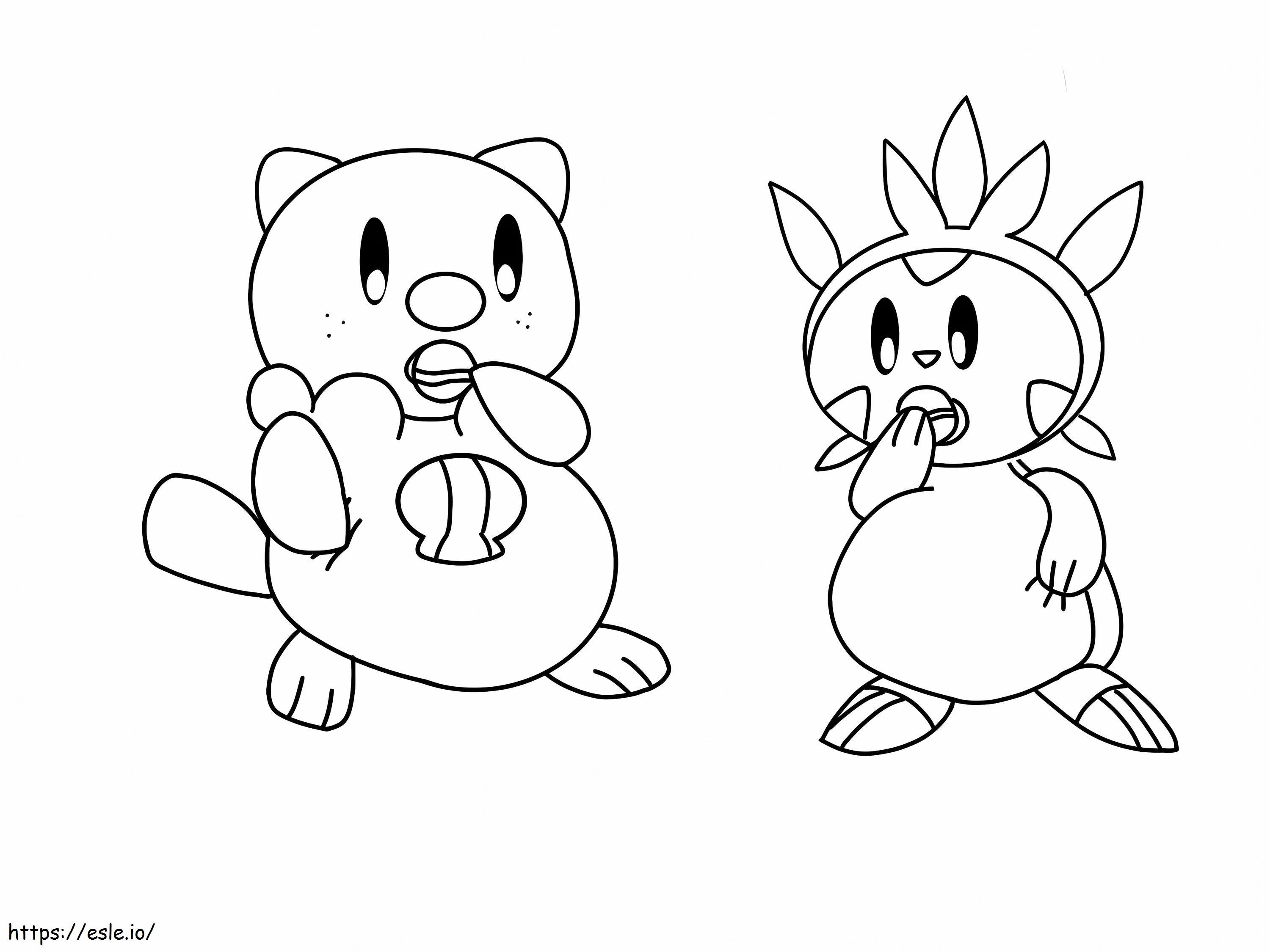 Oshawott and chespin coloring page