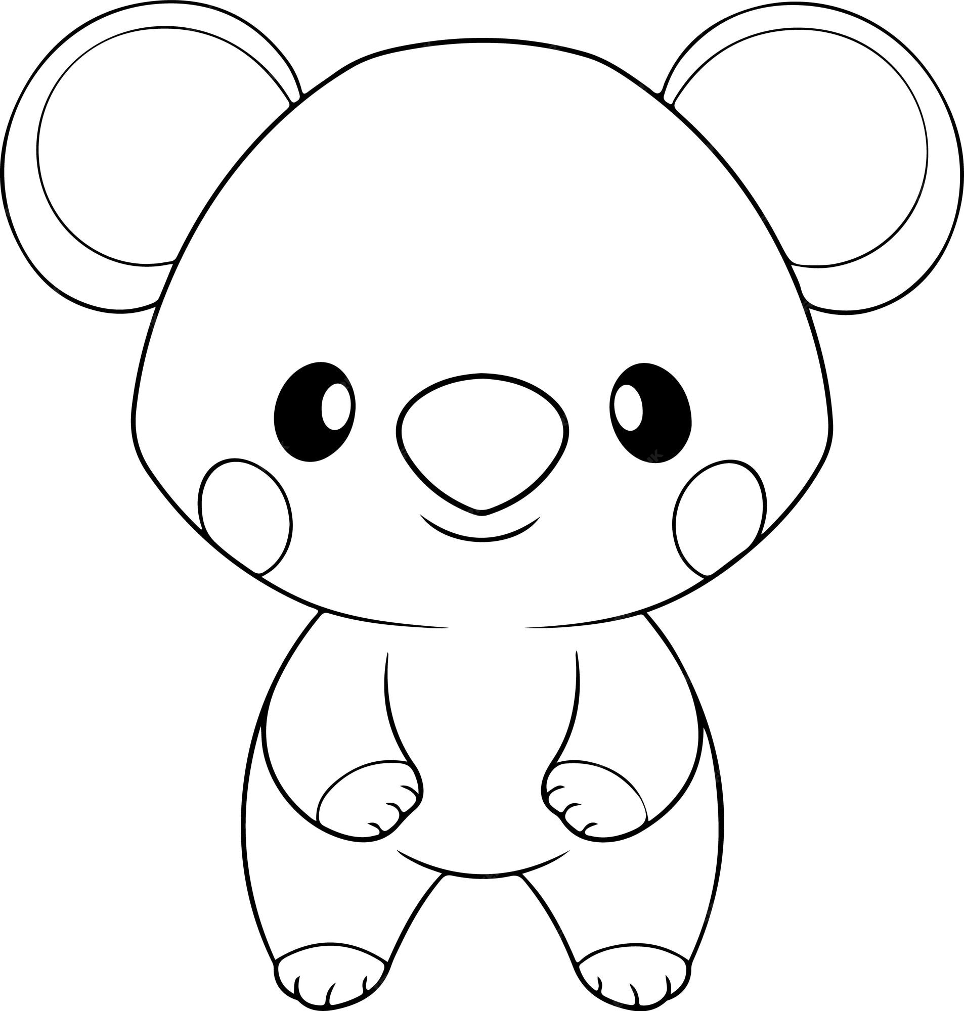 Premium vector koala vector illustration black and white koala coloring book or page for children