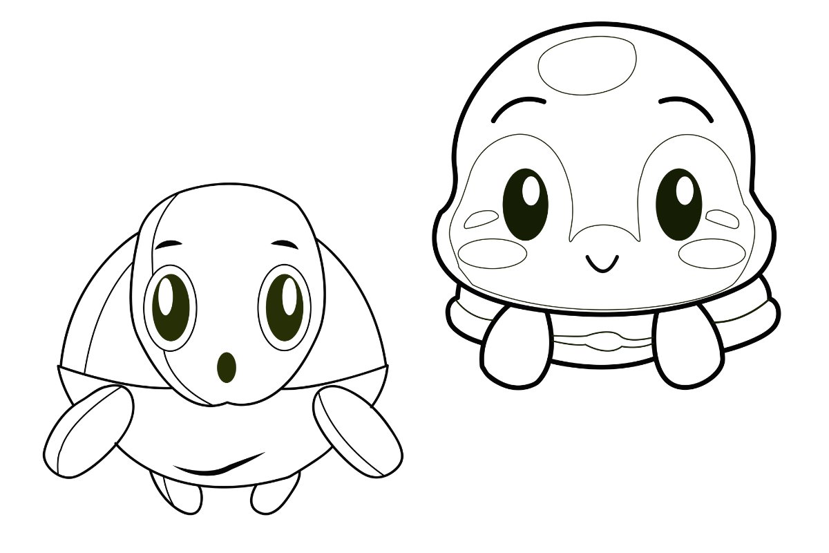 Cute cartoon turtles coloring pages cartoon turtles vector