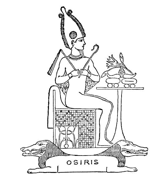 Antique woodcut drawing osiris stock illustration