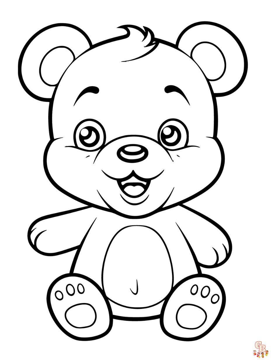 Dibujos para colorear lindos y gratuitos de ositos de peluche para niãos