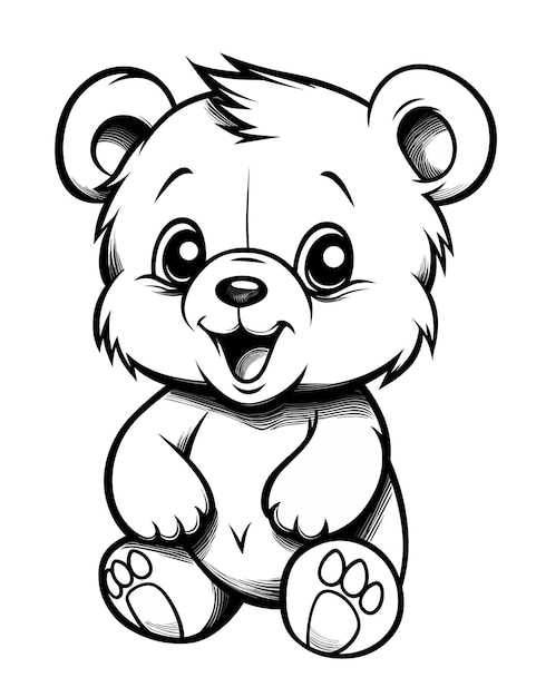 Oso bebe para colorear para niãos imprimir te oso para colorear para niãos vector premium