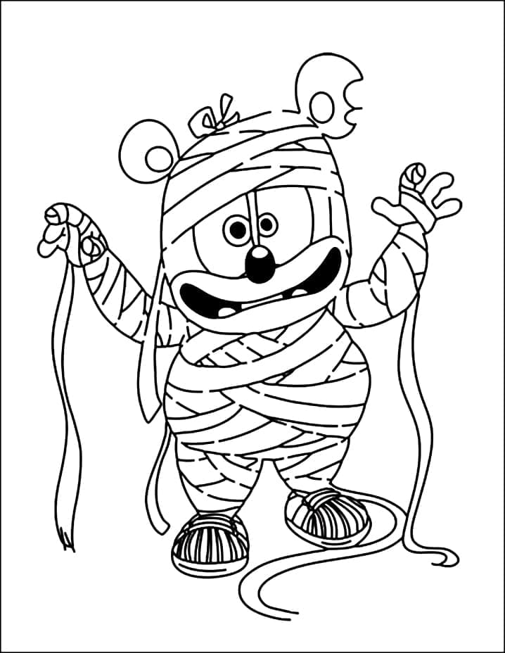 Mummy gummy bear coloring page