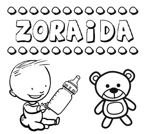 Dibujo del nombre zoraida para colorear pintar e imprimir