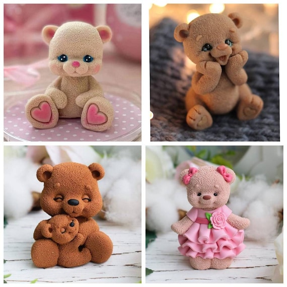 D lindo oso de peluche jabãn haciendo vela silicona diseãador molde molde floral rosa rosas diseão derretir y verter flor arcilla resina artesanãa