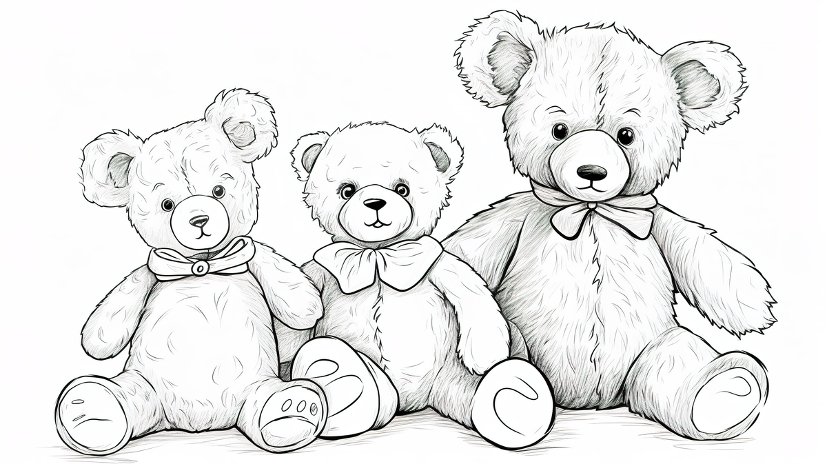 Fondo tr ositos de peluche sentados juntos para colorear fondo dibujos para colorear de osos de peluche llevar osito de peluche imagen de fondo para dcarga gratuita