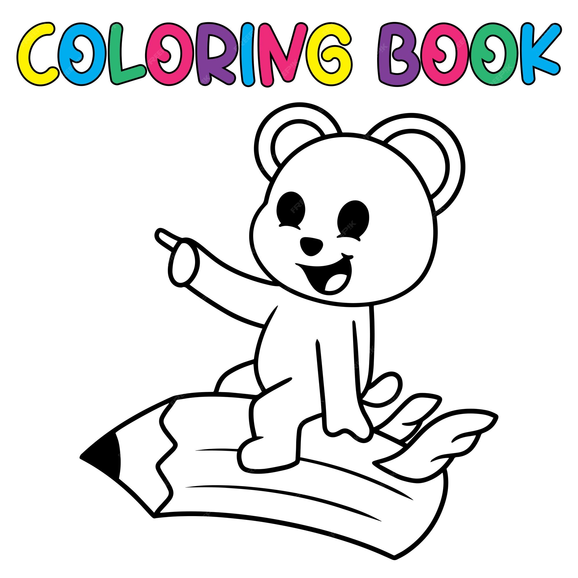 Libro para colorear lindo oso panda con ilustraciãn de vector de lãpiz vector premium