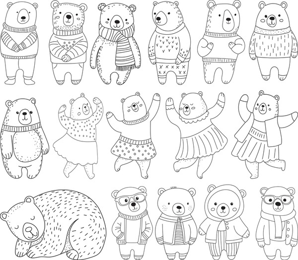 Bear coloring book mãs de ilustraciones y dibujos de stock con licencia libres de regalãas