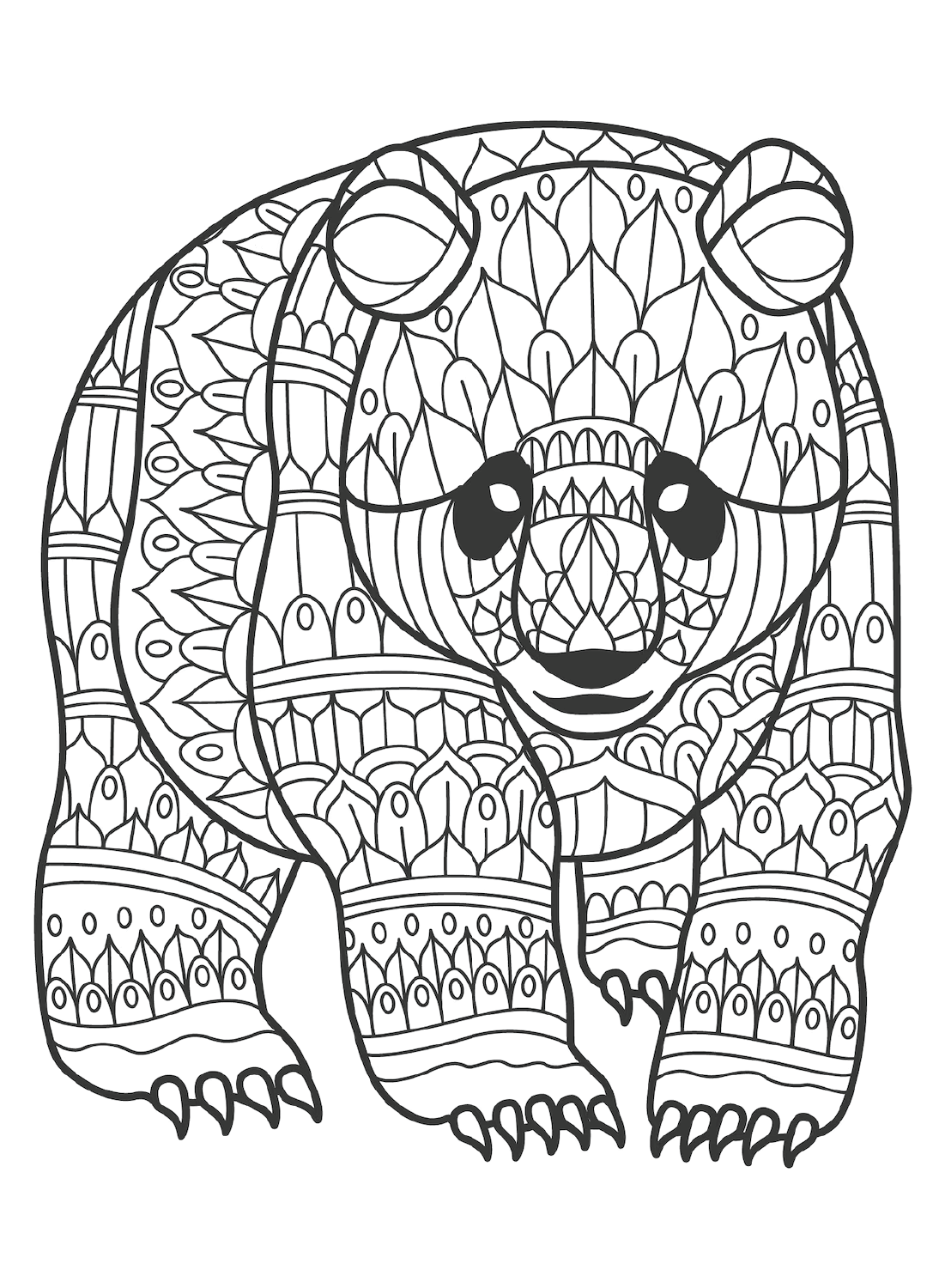 Zentangle bear coloring page