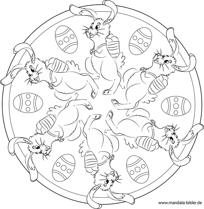 Osterhase bringt ostereier â mandala ausmalbild