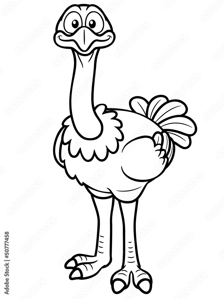 Vector illustration of cartoon ostrich