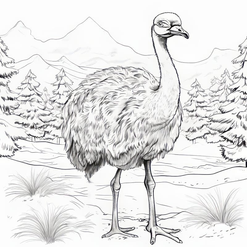 Ostrich coloring page stock illustrations â ostrich coloring page stock illustrations vectors clipart