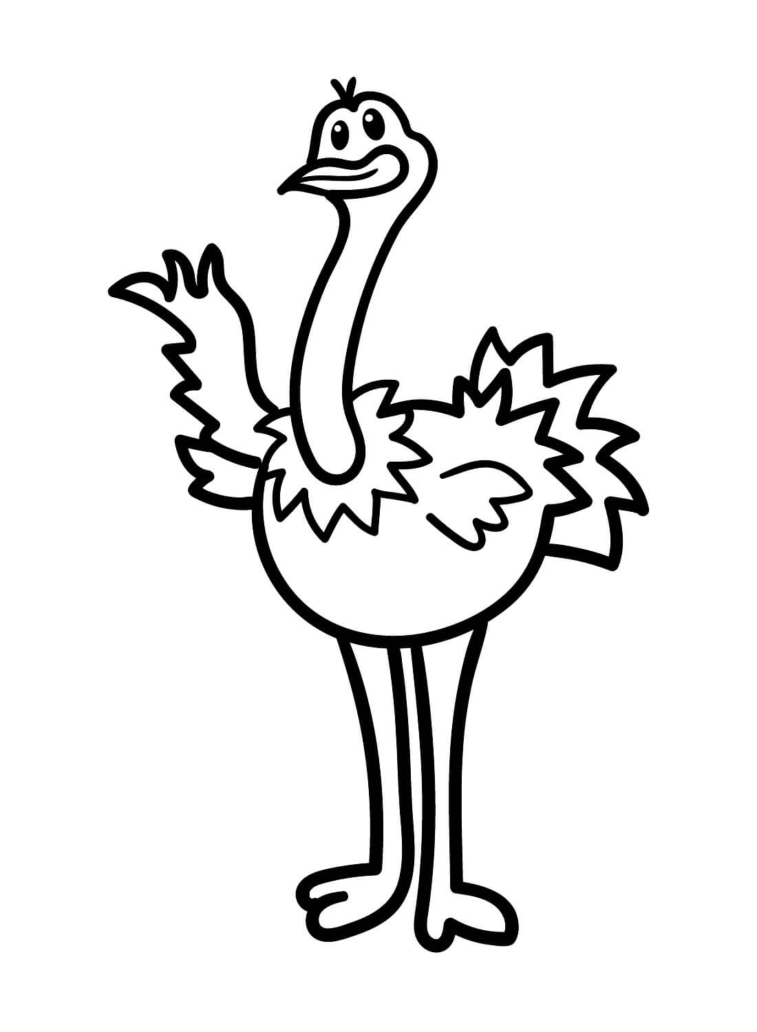 Ostrich thinking coloring page