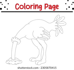 Vulture coloring page kids ostrich coloring stock vector royalty free