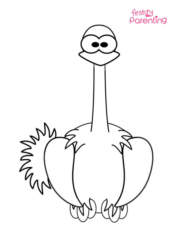 Easy printable ostrich coloring pages for kids